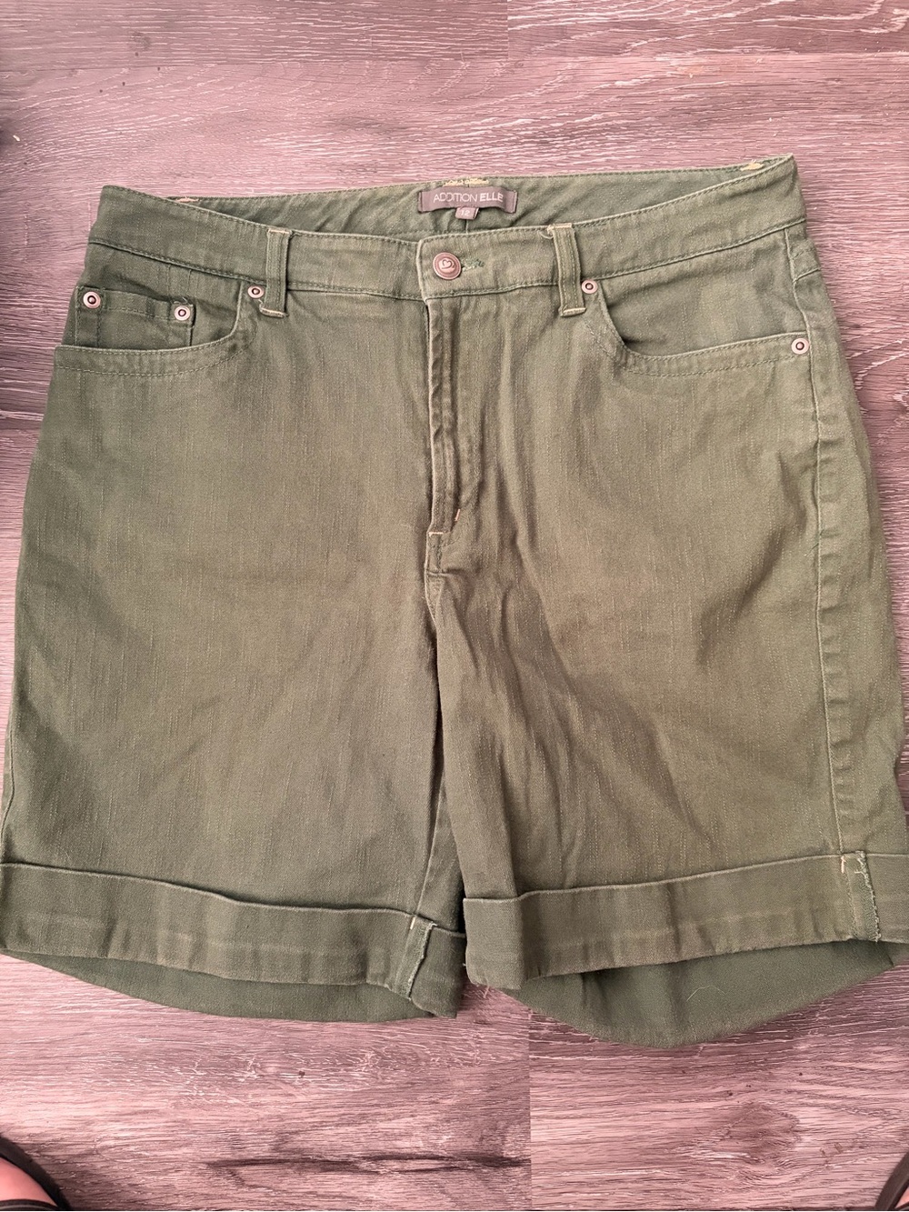 Addition Elle Olive Green Cuffed Cotton Shorts
